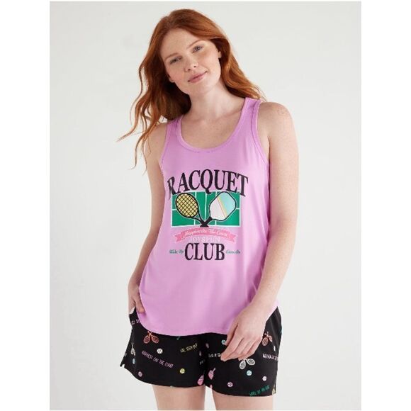 Women's Ultra Soft Print Tank Top and Shorts Pajama Lounge Sleep Sets 2-Pack XL - Picture 8 of 11